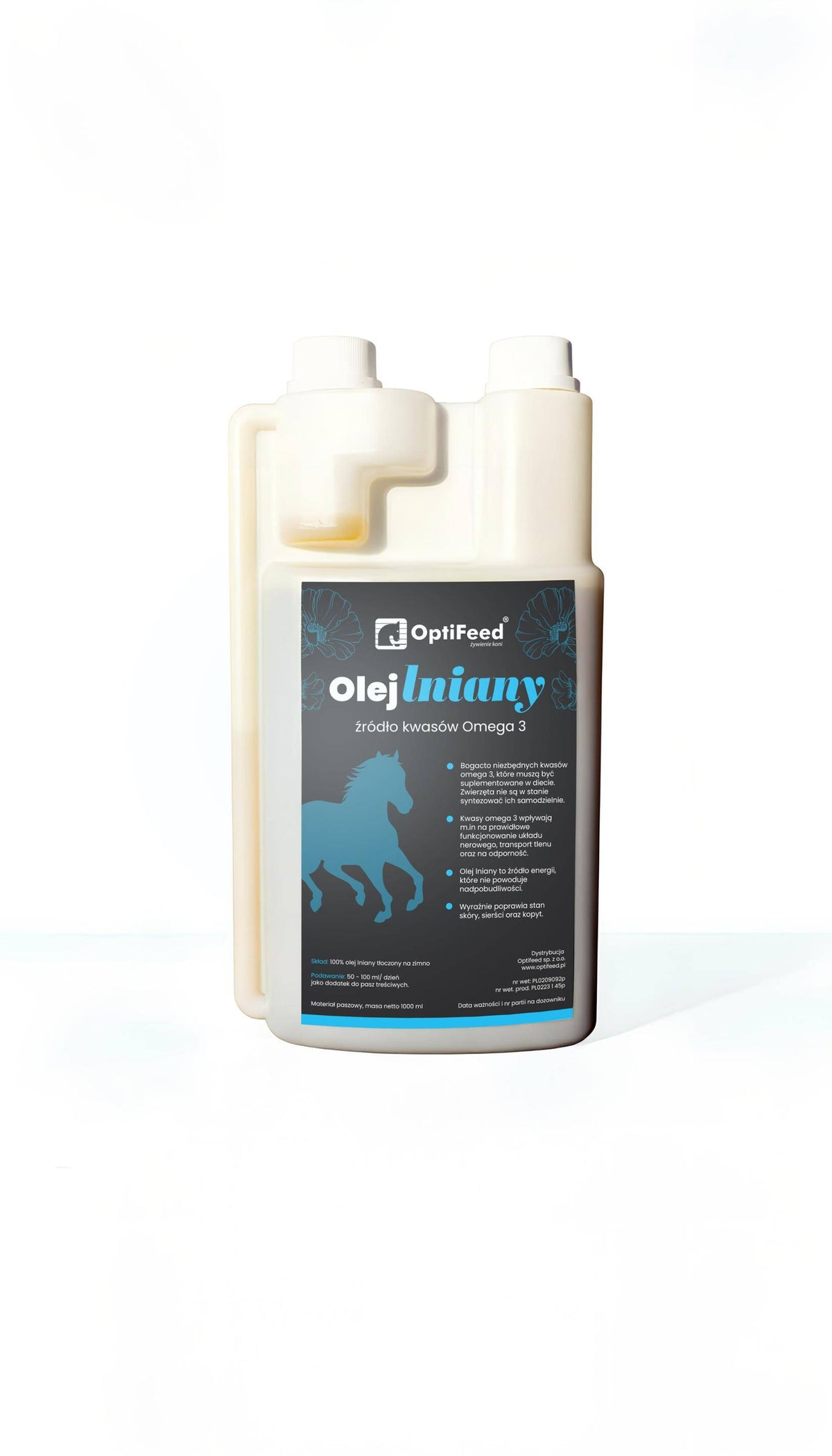 Omega 3 Olej Lniany dla koni — 1 l